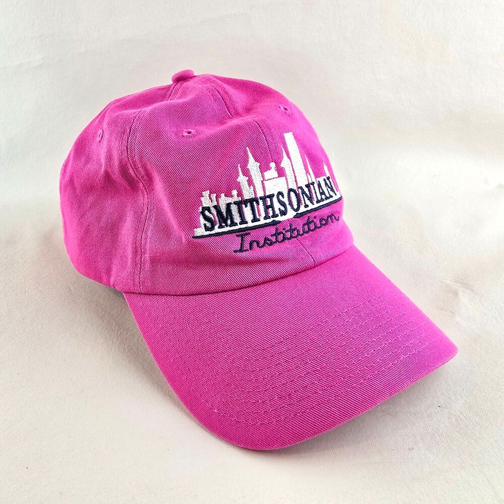 Smithsonian Hat Women Adjustable Pink Strapback Embroidered Baseball Cap Tourist